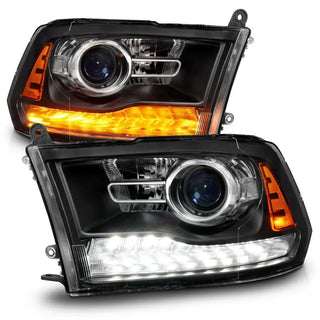 ANZO Sequential LED Plank Headlights (PAIR): Fits Dodge / Ram (02-18) - Matte Black