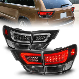Anzo LED Tail Lights w/Light Bars (Black): Jeep Grand Cherokee 2011 - 2013