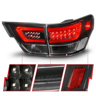 Anzo LED Tail Lights w/Light Bars (Black): Jeep Grand Cherokee 2011 - 2013