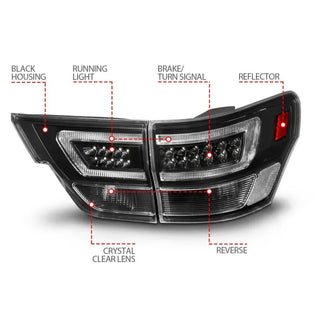 Anzo LED Tail Lights w/Light Bars (Black): Jeep Grand Cherokee 2011 - 2013