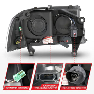 ANZO Crystal Headlights w/ Light Bar (Chrome): Dodge Dakota (97-04) & Durango (98-03)