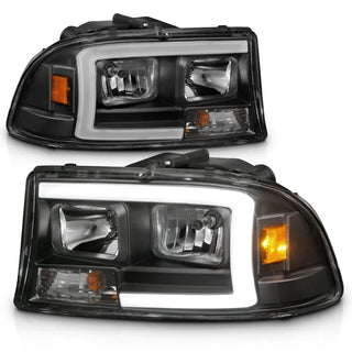 ANZO Crystal Headlights w/ Light Bar (Black): Dodge Dakota (97-04) & Durango (98-03)