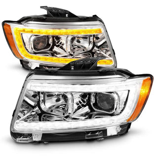 ANZO Projector Headlights w/ Light Bar Switchback (Chrome): Jeep Grand Cherokee 2011 - 2013