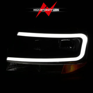 ANZO Crystal Headlights w/ Light Bar (Black): Jeep Grand Cherokee 1999 - 2004