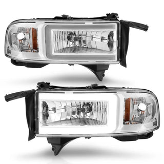 ANZO Crystal Headlights w/ Light Bar (Chrome): Dodge Ram 1994 - 2002 (1500, 2500, 3500)