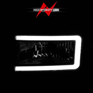 ANZO Crystal Headlights w/ Light Bar (Black): Dodge Ram 1994 - 2002 (1500, 2500, 3500)