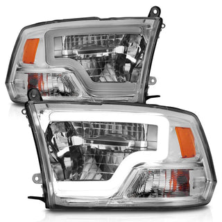 ANZO Full LED Square Projector Headlights (Chrome/Chrome Amber): Dodge Ram 1500 2009 - 2018