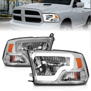 ANZO Full LED Square Projector Headlights (Chrome/Chrome Amber): Dodge Ram 1500 2009 - 2018