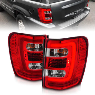 Anzo LED Tail Lights w/Light Bars (Chrome/Red): Jeep Grand Cherokee 1999 - 2004