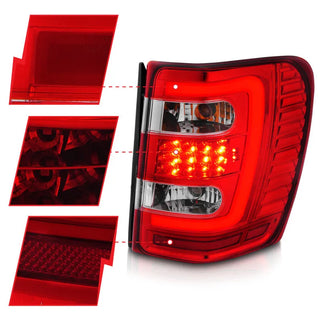 Anzo LED Tail Lights w/Light Bars (Chrome/Red): Jeep Grand Cherokee 1999 - 2004