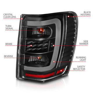 Anzo LED Tail Lights w/Light Bars (Black): Jeep Grand Cherokee 1999 - 2004