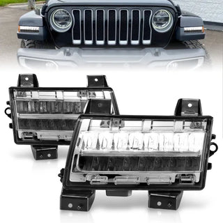 ANZO LED Fender Lights Sequential Signals (F&R): Jeep Wrangler JL Sport 2018-2024 w/ Chrome - Clear