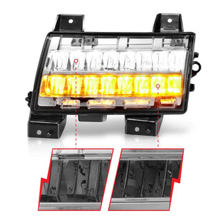 ANZO LED Fender Lights Sequential Signals (F&R): Jeep Wrangler JL Sport 2018-2024 w/ Chrome - Clear