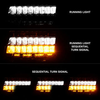 ANZO LED Fender Lights Sequential Signals (F&R): Jeep Wrangler JL Sport 2018-2024 w/ Chrome - Clear