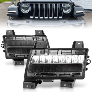 ANZO LED Fender Lights Sequential Signals (F&R): Jeep Wrangler JL Sport 2018-2024 w/ Chrome Smoke - Smoke