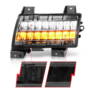 ANZO LED Fender Lights Sequential Signals (F&R): Jeep Wrangler JL Sport 2018-2024 w/ Chrome Smoke - Smoke