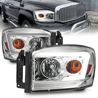 Anzo Headlights w/Light Bars (Chrome): Dodge Ram 2006 - 2009 (1500, 2500, 3500)