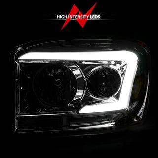 Anzo Headlights w/Light Bars (Chrome): Dodge Ram 2006 - 2009 (1500, 2500, 3500)