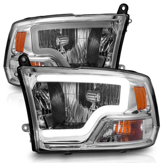 ANZO Crystal Headlights w/ Light Bar (Chrome): Dodge Ram 2009 - 2018 (1500, 2500, 3500)