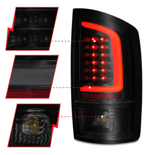 ANZO LED Tail Lights w/ Light Bar (Black/Smoke): Dodge Ram 2002 - 2006 (1500, 2500, 3500)