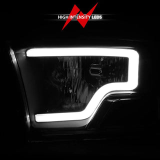 ANZO Crystal Headlights w/ Light Bar (Black): Dodge Ram 2009 - 2018 (1500, 2500, 3500)