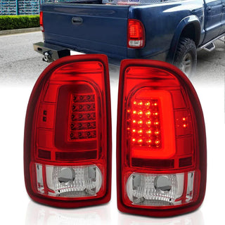 ANZO LED Tail Lights (Chrome/Red): Dodge Dakota 1997 - 2004