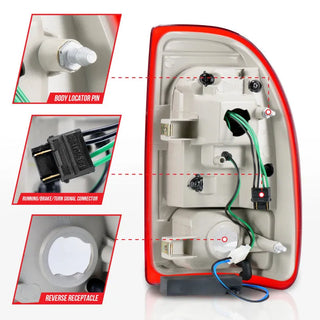 ANZO LED Tail Lights (Chrome/Red): Dodge Dakota 1997 - 2004