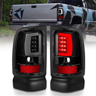 ANZO LED Tail Lights Plank Style (Black/Clear): Dodge Ram 1994 - 2002 (1500, 2500, 3500)