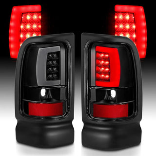 ANZO LED Tail Lights Plank Style (Black/Clear): Dodge Ram 1994 - 2002 (1500, 2500, 3500)