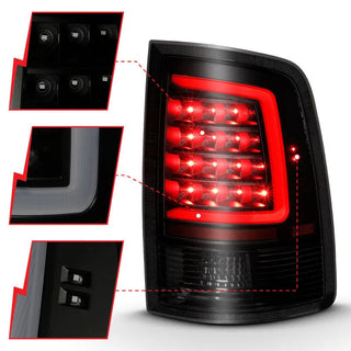ANZO LED Tail Lights Plank Style (Black/Smoke): Dodge Ram 2009 - 2018 (1500, 2500, 3500)