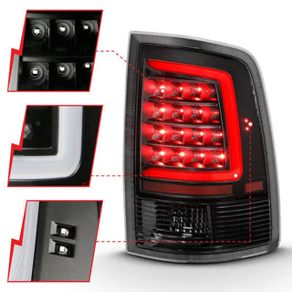 ANZO LED Tail Lights Plank Style (Black/Clear): Dodge Ram 2009 - 2018 (1500, 2500, 3500)