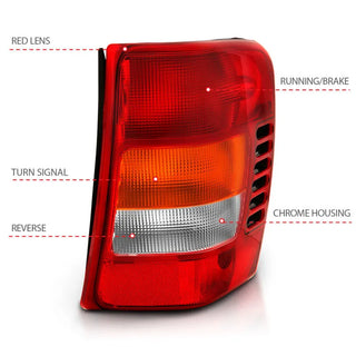 ANZO Tail Lights (Red/Clear): Jeep Grand Cherokee 1999 - 2004