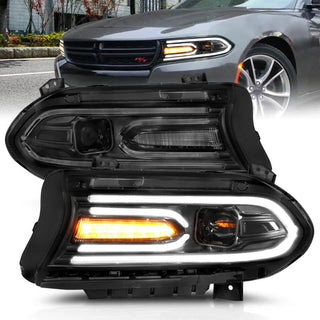 ANZO Projector Headlights Plank Style (Black): Dodge Charger 2015 - 2023