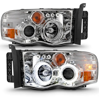 ANZO Projector Headlights w/ Halo (Chrome): Dodge Ram 1500 2002 - 2005