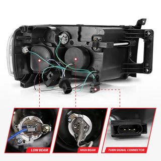 ANZO Projector Headlights w/ Halo (Chrome): Dodge Ram 1500 2002 - 2005