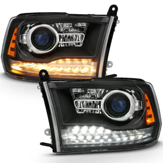 ANZO LED Projector Headlights Plank Style Switchback w/ Halo: Fits most Dodge Ram Models