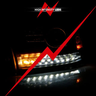 ANZO LED Projector Headlights Plank Style Switchback w/ Halo: Fits most Dodge Ram Models