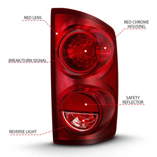 ANZO Tail Lights (Red): Dodge Ram 2007 - 2008 (1500, 2500, 3500)