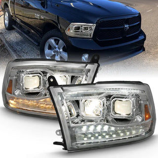 ANZO Projector Headlights Switchback w/ Halo (Black): Dodge Ram 1500 2009 - 2018