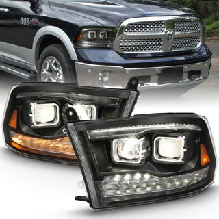 ANZO Projector Headlights Switchback w/ Halo (Chrome): Dodge Ram 1500 2009 - 2018