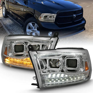 ANZO Projector Headlights Switchback w/ Halo (Chrome): Dodge Ram 1500 2009 - 2018