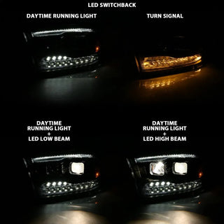 ANZO Projector Headlights Switchback w/ Halo (Chrome): Dodge Ram 1500 2009 - 2018