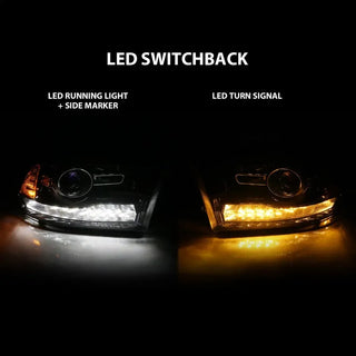 ANZO Projector Headlights Plank Style Switchback w/ Halo (Black): Dodge Ram 1500 2009 - 2018