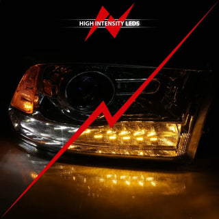 ANZO Projector Headlights Plank Style Switchback w/ Halo (Chrome): Dodge Ram 1500 2009 - 2018