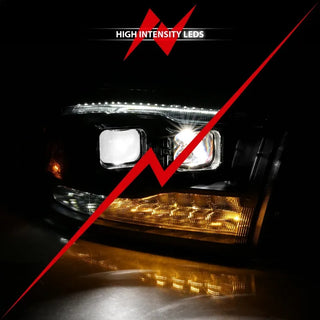 ANZO LED Projector Headlights Plank Style Switchback w/ Halo (Black): Dodge Ram 1500 2009 - 2018
