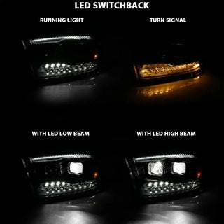 ANZO LED Projector Headlights Plank Style Switchback w/ Halo (Black): Dodge Ram 1500 2009 - 2018