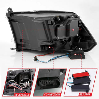 ANZO LED Projector Headlights Plank Style Switchback w/ Halo (Chrome): Dodge Ram 1500 2009 - 2018