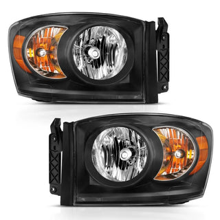 ANZO Crystal Headlights (Black/Amber): Dodge Ram 1500 2006 - 2009