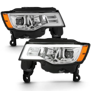 ANZO Projector Headlights w/ Plank Style Switchback (Chrome): Jeep Grand Cherokee 2017 - 2021