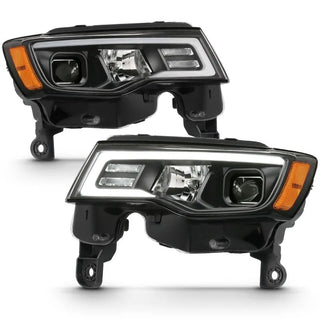 ANZO Projector Headlights w/ Plank Style Switchback (Black): Jeep Grand Cherokee 2017 - 2021